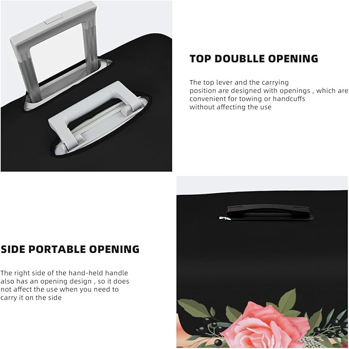 Floral Letter J Travel Luggage Cover Spandex Suitcase Protector Elastic Washable Stretch Suitcase Cover,Size XL(Fit 29-32inch Suitcase)