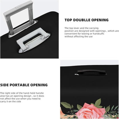 Floral Letter J Travel Luggage Cover Spandex Suitcase Protector Elastic Washable Stretch Suitcase Cover,Size XL(Fit 29-32inch Suitcase)