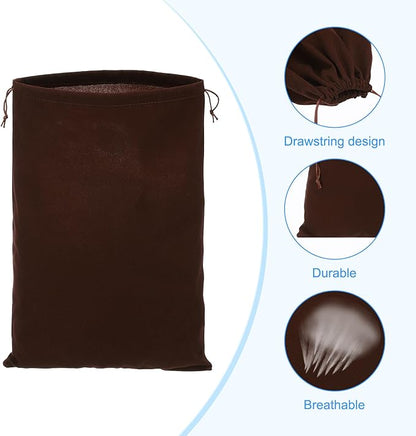 PATIKIL Shoe Dust Bag, 16 Pack Duster Flannel Shoes Pouch with Drawstring Washable Breathable Travel Shoe Bags for Home Luggage Storage, 12x17" Brown