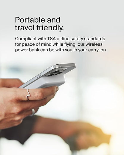 Belkin Portable Charger, Power Bank 10000 mAh w/ Qi2, iPhone Charger - MagSafe Charger w/Built-in Pop-up Kickstand for iPhone 17, Air, Pro, Pro Max, AirPods, Apple Watch, Google Pixel 10, etc - White