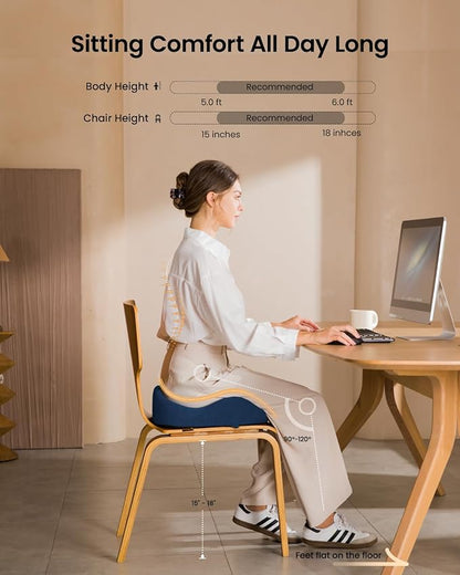 ProtoArc Seat Cushion, Office Chair Cushion for Sciatica, Coccyx Cushion, Ergonomic Memory Foam Seat Cushion for Car, Home, Pressure Relief Pad for Hip, Tailbone, All Day Comfort - Nayy