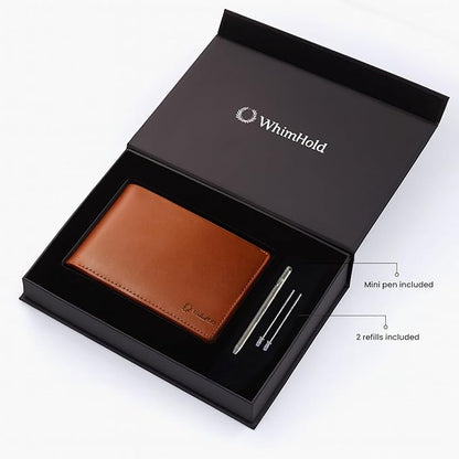 Leather Travel Wallet RFID - Slim Passport Holder for Men & Women - Fits Passport, Cards, SIMs, Pen & Boarding Pass - Secure Travel Document Organizer (Dark Brown)