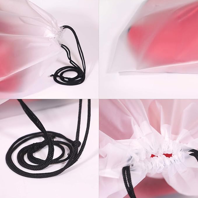Set of 24 Portable Translucent Shoe Bags for Travel Large Clear Shoes Pouch Storage Organizer with Drawstring for Men and Women