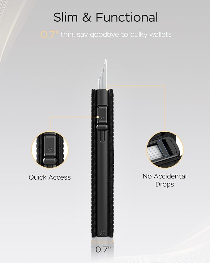 Wallet for Men - Sleek & Functional - Secure RFID Blocking Wallet with Smart Metal Pop Up Credit Card Holder, Minimalist Slim Front Pocket 11+ Cards ID Window Cash Slot, Gift for Him