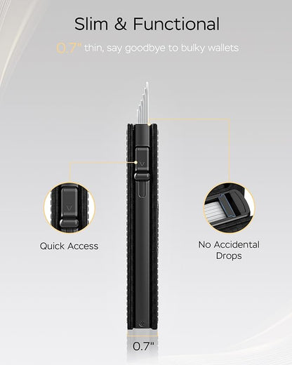 Wallet for Men - Sleek & Functional - Secure RFID Blocking Wallet with Smart Metal Pop Up Credit Card Holder, Minimalist Slim Front Pocket 11+ Cards ID Window Cash Slot, Gift for Him