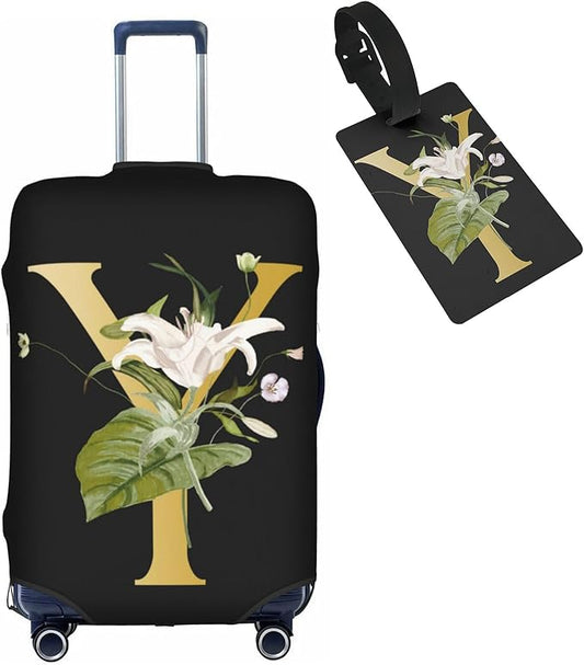 Decorative Y Suitcase Protectors Elastic Washable Luggage Covers With Concealed Zippers For 18-32 Inch Luggage (Size L: Fits 25-28 Inch)