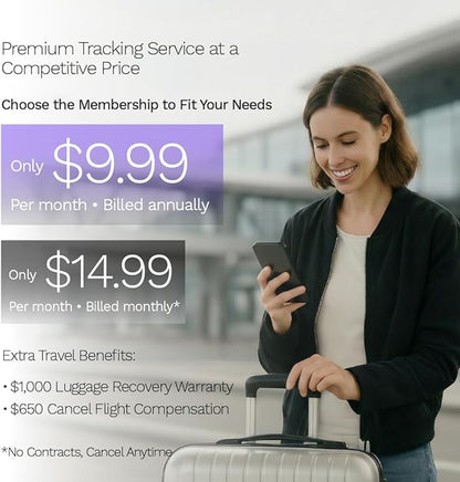 GEGO PRO - GPS Luggage Tracker, Real-Time Global Tracking for Bags, Luggage & Travel Gear, No BT Limits, Bag-Opening Alerts, Smart Travel Features, Multi-Network SIM (Subscription Required)