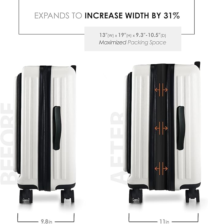 20 Inch Carry On Luggage 22x14x9 Airline Approved, Carry On Suitcase with Wheels, Hard-shell Carry-on Luggage, Durable Luggage Carry-On, White Small Suitcase with Cosmetic Case