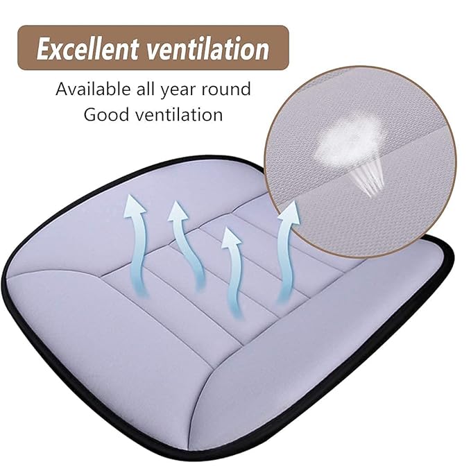 MYFAMIREA Car Seat Cushion Pad 1.2" Thick Comfort Seat Protector for Car Driver Seat Office Chair Home Use Memory Foam Seat Cushion with Non Slip Bottom, 20'' x 18.5'', Gray