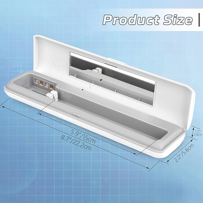 YourMate UVC Toothbrush Case Travel Toothbrush Covers Case for Houshold and Traveling Power by AA Battery or USB-C Cord White