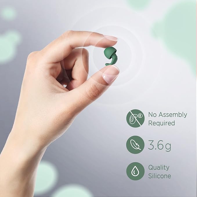 Silicone Ear Plugs for Noise Reduction - Reusable Soft Comfortable Earplugs for Sleeping,Noise Sensitivity & Flights -16 Ear Tips in XS/S/M/L, with 2 Travel Boxes - 33dB Noise Cancelling (Olive Green)