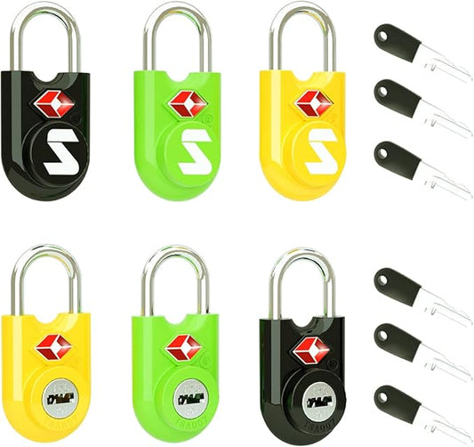 Sure Lock TSA Approved Luggage Locks Mini Size Lock with Keys for Travel, Zinc Alloy Body with Steel Shackle, Key Alike, Key Alike in The Same Package