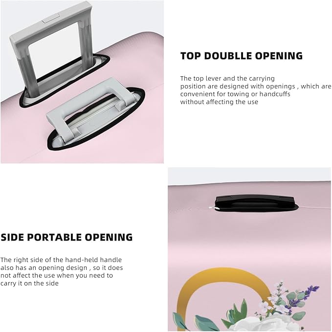 Flower Lette P Pink Luggage Cover Elastic Washable Stretch Suitcase Protector Anti-Scratch Travel Suitcase Cover for Kid and Adult L (25-28 inch suitcase)