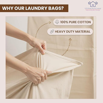LFH Home Cotton Canvas Extra Large Laundry Bag with Handle, Heavy Duty Drawstring Closure Washable Laundry Bags School Travel, Home, Hotel, College Dorm, Organizer Sack, 28x36-Natural Thanks Giving