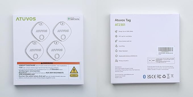 ATUVOS Air Tracker Tags-3 Pack, Bluetooth Luggage Tracker Works with Apple Find My APP (iOS Only, Not for Android), Keys Finder and Item Locator for Luggage, Backpack, Suitcases, Replaceable Battery