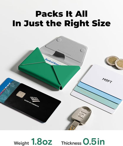 MOFT Magsafe Wallet, Slim Magnetic 8 - Card Holder, Snap Field Wallet with Pull to Access Design, RFID Blocking, MOVAS Veagn Leather Minimalist Travel Wallets for Men & Women, Oz Green
