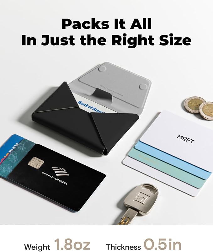 MOFT Magsafe Wallet, Slim Magnetic 8 - Card Holder, Snap Field Wallet with Pull to Access Design, RFID Blocking, MOVAS Veagn Leather Minimalist Travel Wallet for Men & Women, Jet Black