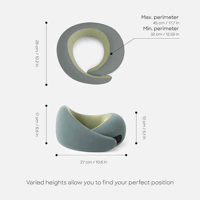 Ostrichpillow Go Neck Pillow, Travel Pillows for Airplanes, Premium Memory Foam Travel Pillow, 360º Ergonomic Design, Asymmetrical Sides, Travel Bag Included, Washable Modal Cover