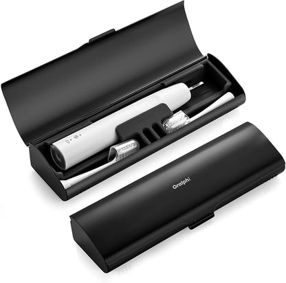 Aluminum Electric Toothbrush Travel Case, 2 in 1 Travel Toothbrush Holder for Oral B/Oral-B Pro 1000 1500 5000 7000 and Most Electric Toothbrush for Traveling, Removable Silicone Liner-Black
