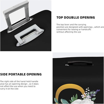 Flower Lette P Black Luggage Cover Elastic Washable Stretch Suitcase Protector Anti-Scratch Travel Suitcase Cover for Kid and Adult XL (29-32 inch suitcase)