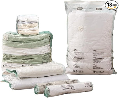 NeatNest 6 Pack Mixed Vacuum Storage Bags Set – Includes Roll-Up, Flat & Cube Bags in Multiple Sizes for Travel & Home, Vacuum or Hand Press, All-in-One Space Saver Kit for Clothes & Bedding