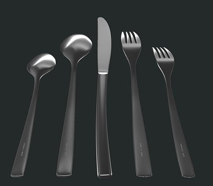Matte Silverware Set, 18/10 Stainless Steel Satin Flatware, Modern Brushed Finish Cutlery, Dishwasher Safe & Durable, Built to Last (40-Piece, Sleek)