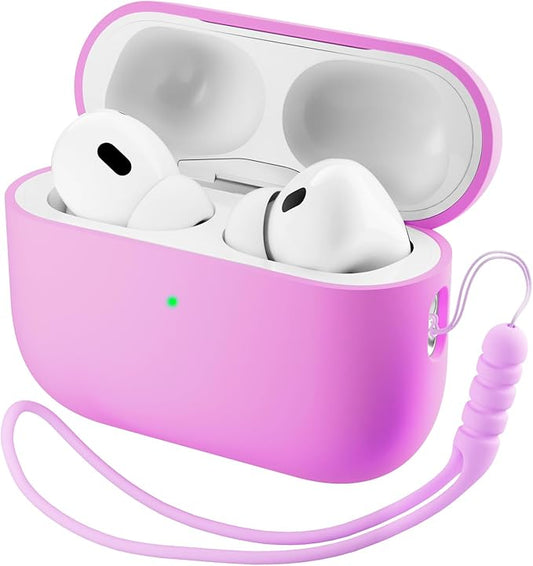 ORNARTO Compatible with AirPods Pro 3 Case 2025, Full Protective Hybrid Silicone for AirPods Pro 3rd Generation Case, Front LED Visible Skin Cover-Cherry Blossom