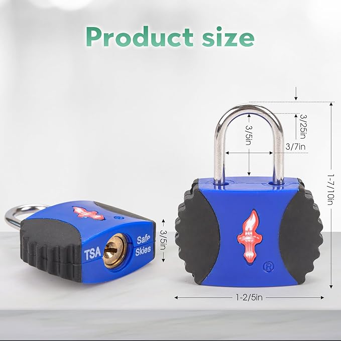 TSA Approved Luggage Lock and 6 Luggage Tags, Suitcase Locks with Keys and PPR/ABS Around Body, Suit for Suitcase,Luggage,Backpack,Laptop Bag,Locker 6 Pack Color Mixed