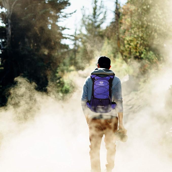 Insulated Hydration Backpack Pack with 3L BPA Free Leak Proof Water Bladder, Large Storage Lightweight Hiking Daypack with Waist Pouches & Cooler Layer, for Running, Biking, Camping, Festival