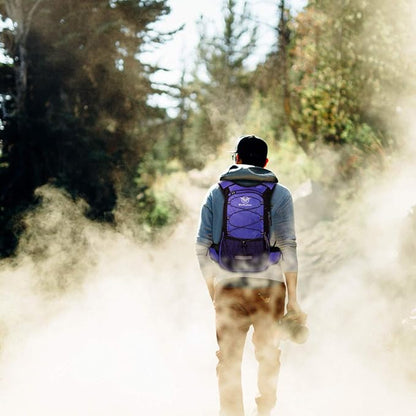 Insulated Hydration Backpack Pack with 3L BPA Free Leak Proof Water Bladder, Large Storage Lightweight Hiking Daypack with Waist Pouches & Cooler Layer, for Running, Biking, Camping, Festival