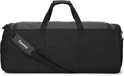 Gonex Gym Duffel Bag with Shoe Compartment Wet Pocket, Large Capacity Sports Duffle Bag for Men Women, Workout & Travel Bag with Multiple Pockets, Black, Large (100L)