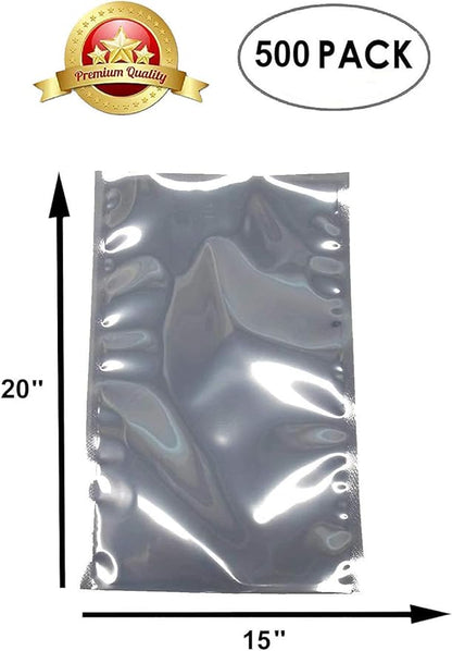 APQ Pack of 500 Static Shielding Bags 15 x 20. Grey Electrostatic Bags 15x20. Open Ended Heat Sealable Bags. Transparent Material. Great for Electronical Sensitive Components.