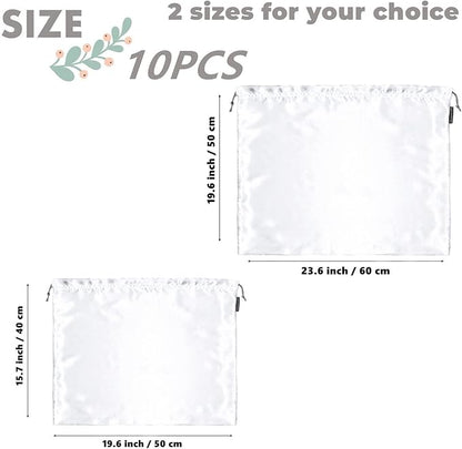 10 Pack Dust Bags for Purses and Handbags, Silk Dust Cover Storage Bag with Drawstring Travel Storage Pouch for Handbag Purse Shoes Boots (White, 23.6 × 19.6 in)