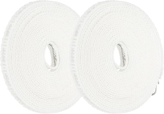 uxcell 2 Pcs Portable Travel Clothesline, 32.8ft Clothes Line Outdoors Travel Hanger Foldable Clothesline Rope with Hooks for Camping Hotel Backyard Home Cruise Ship, White