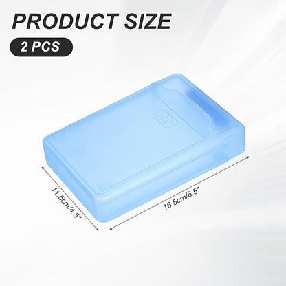 PATIKIL 6.5" x 4.5" Hard Drive Disk Case, 2Pcs Plastic Hard Disk Storage Box Portable Anti-Static Case for 3.5" External SSD HDD, Blue