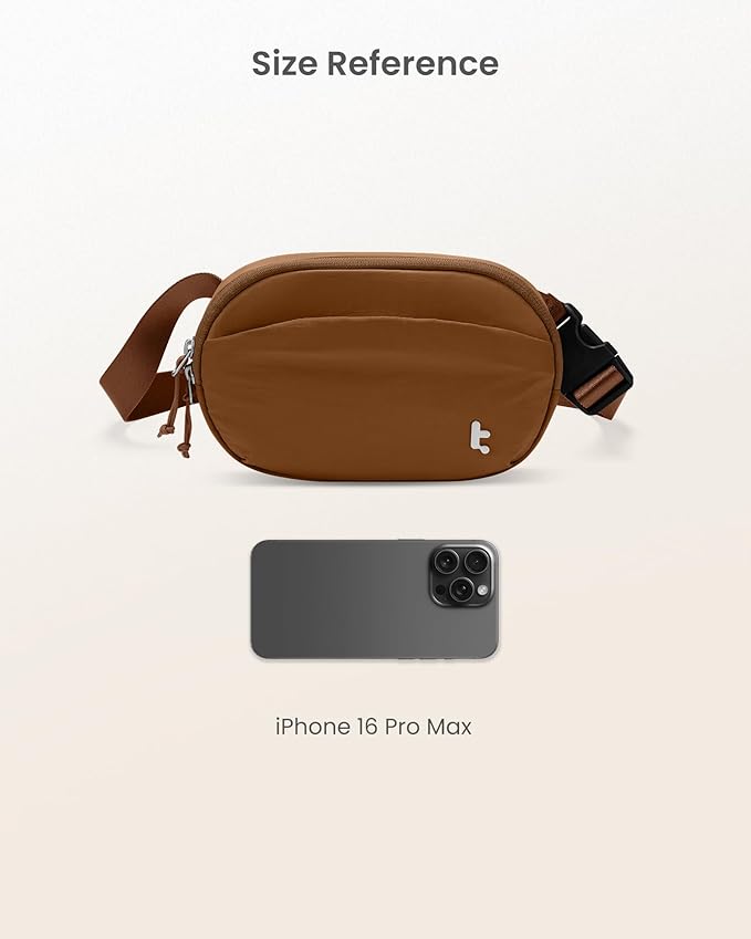 tomtoc Belt Bag with RFID Blocking, 1.5L Cross Body Fanny Pack for Women Men, Sling Waist Bags with Adjustable Strap for Travel Walk