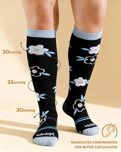 Cotton Compression Socks for Women Men - 2 Pairs 20-30mmHg Circulation Grid Arch Support Socks, Breathable