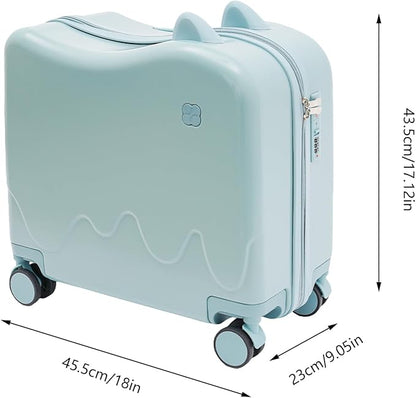 18" Kids Luggage Suitcase for Girls & Boys, Kids Carry On Luggage with Wheels Children’s Suitcase w/Lock (Sky Blue)