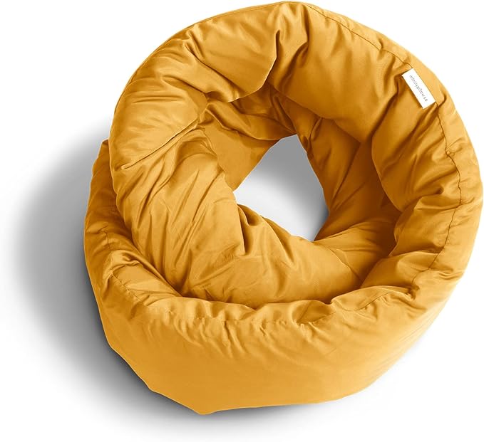 Huzi Infinity Pillow - Travel Neck Pillow - Versatile Soft 360 Support Scarf - Machine Washable - Home Travel Flight Road Trips Airplane Sleeping (Ochre Yellow)