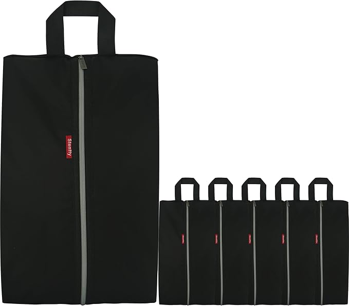 6pcs Portable Shoe Organizer, Travel Pouches with Zipper, Golf Shoe Bags, Clothes Bags, Soccer Cleats Bag Shoe Pouch for Gym, Waterproof, Odor-Resistant (Black)