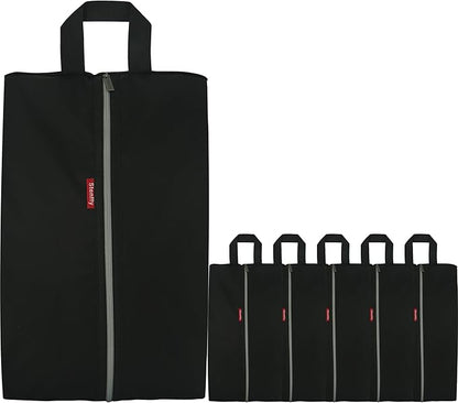 6pcs Portable Shoe Organizer, Travel Pouches with Zipper, Golf Shoe Bags, Clothes Bags, Soccer Cleats Bag Shoe Pouch for Gym, Waterproof, Odor-Resistant (Black)