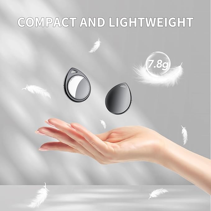 Air Tracker Tags 3 Pack Deep Black, 5.3 Bluetooth Tracker Work with Apple Find My (iOS Only), 100dB Sound, Smart Tag with Keychain/Lanyard, Item Finder for Luggage/Key/Suitcase, Replaceable Battery