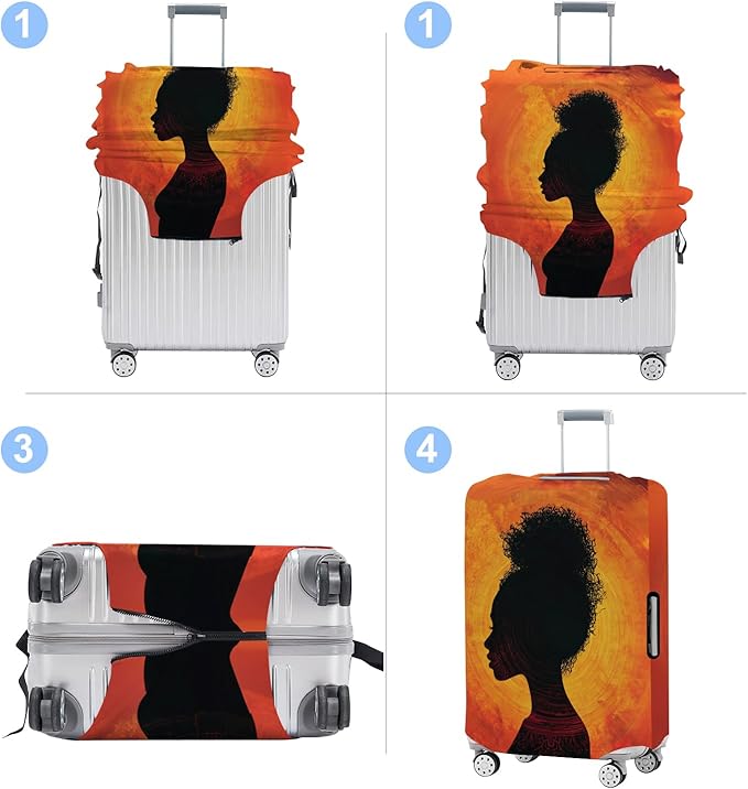 Luggage Cover Washable Suitcase Protector Anti-scratch Suitcase cover Fits 20-34 Inch Luggage (Girl-3, L(28-30inch suitcase))
