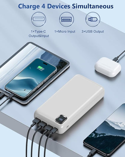 Portable Charger 50000 mAh Power Bank PD 30W and QC 4.0 PowerBank Fast Charging External Battery Pack with USB-C LED 3 Outputs & 2 Inputs Portable Charging for iPhone 15 14 13 pro, Samsung