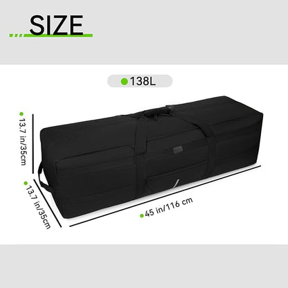 138L Extra Large Duffel Bag, 45.5'' Duffle Bag for Travel, Water Resistant & Foldable Luggage Bag, Camping Bag, Sports Equipment Storage Bag, Travel Tent Storage Bag, Moving Bag (Black)