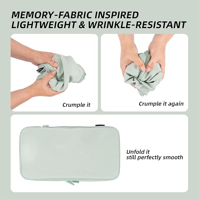 4 Piece Compression Packing Cubes for Suitcases and Backpack, Lightweight Travel Organizer Bags (Light Green)