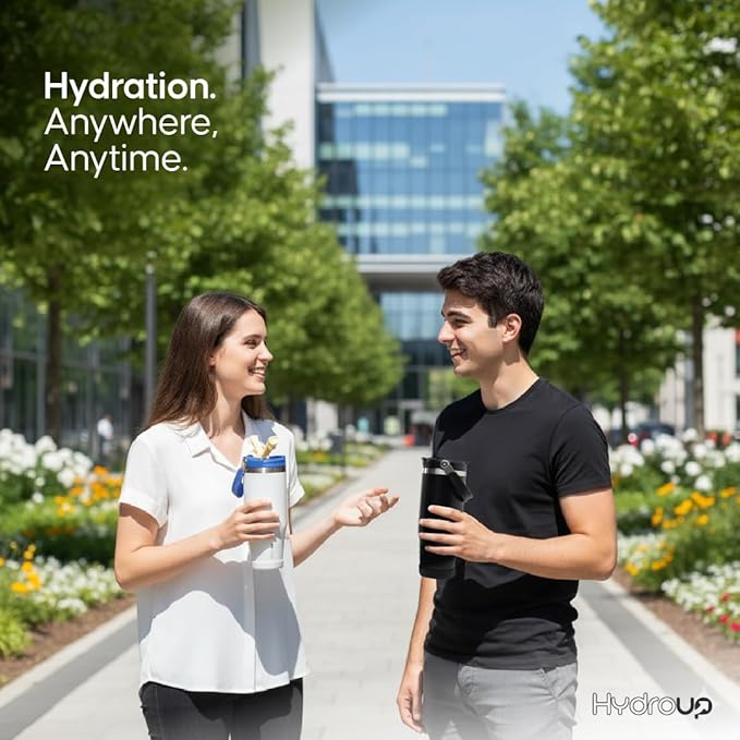 Sport Tumbler 32oz Stainless Steel Water Bottle, Vacuum Insulated with 2-in-1 Lid (Straw & Spout), Leak-Proof Reusable Travel Mug for Hot and Cold Drinks