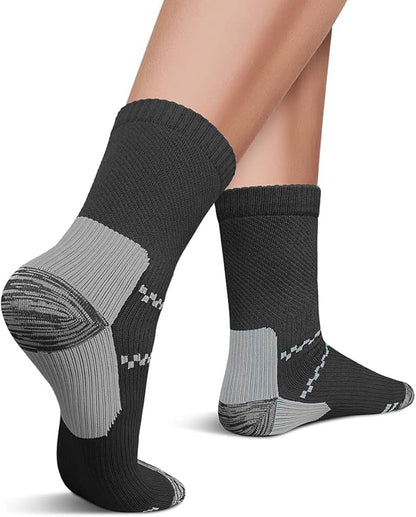 CHARMKING 6 Pairs Crew Compression Socks for Women & Men Circulation 15-20 mmHg is Best for All Day Wear Running Nurse