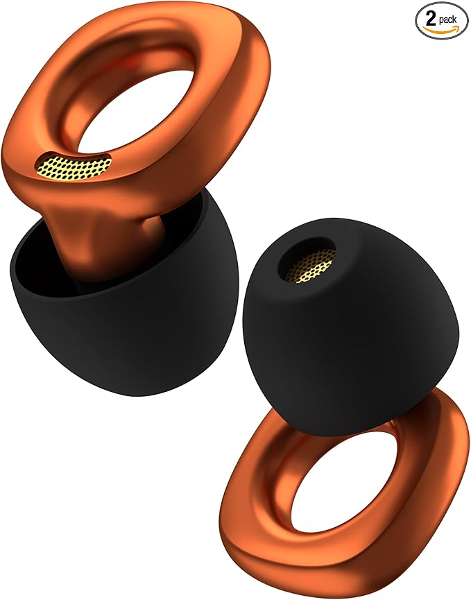 Audree Style Ear Plugs for Noise Reduction, Reusable High Fidelity Earplugs for Concerts, Musicians, Motorcycles, Study, Parent, Party, Flights & Noise Sensitivity, 18-29dB Noise Cancelling (Orange)