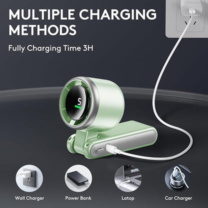 Foldable Handheld Fan - Portable High Speed Rechargeable 10000mAh Mini Turbo With Digital Display, 5 Speed Adjustable Personal Small Pocket, Gifts for Women Men Travel Camp Outdoor Office